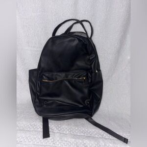 Black Faux Leather Backpack
